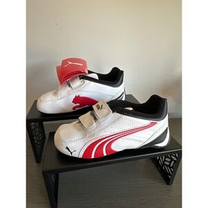 NEW Puma Kart Cat II V Infant Shoes White Red Black 300891-09 Size 9 US Kids
